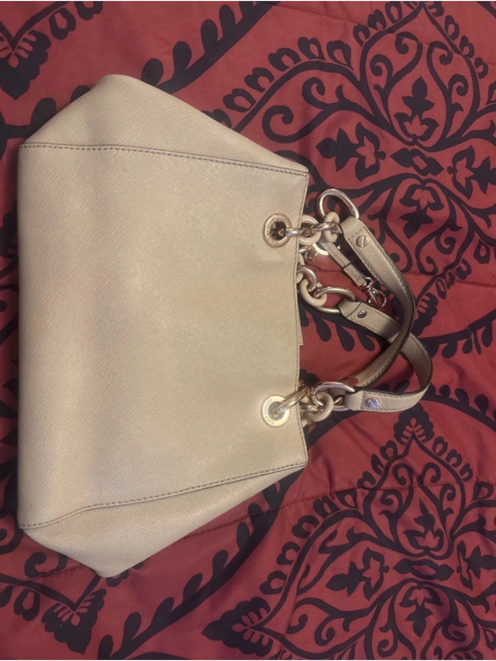 Michael Kors Champagne Saffiano Shoulder Tote with Gold Hardware - Picture 2 of 4
